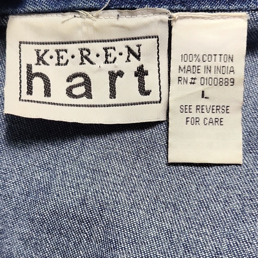Vintage Keren Hart Women's Jacket Size L 90's Brass Studded Denim - Picture 5 of 6